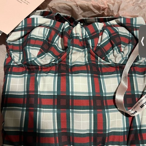 House of CB Plaid Long Sleeve Dress - Red, Green, White - Picture 4 of 6